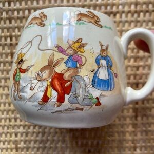 Royal Doulton vintage Bunnykins England China Egg Cup Mug Play Time Rodeo